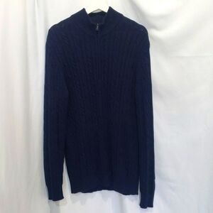 Izod cable knit quarter zip sweater navy